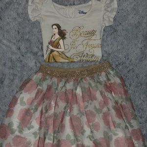 Girls Beauty & the Beast Tutu and matching Shirt